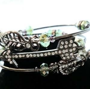 Handmade two strand memory wire bracelet